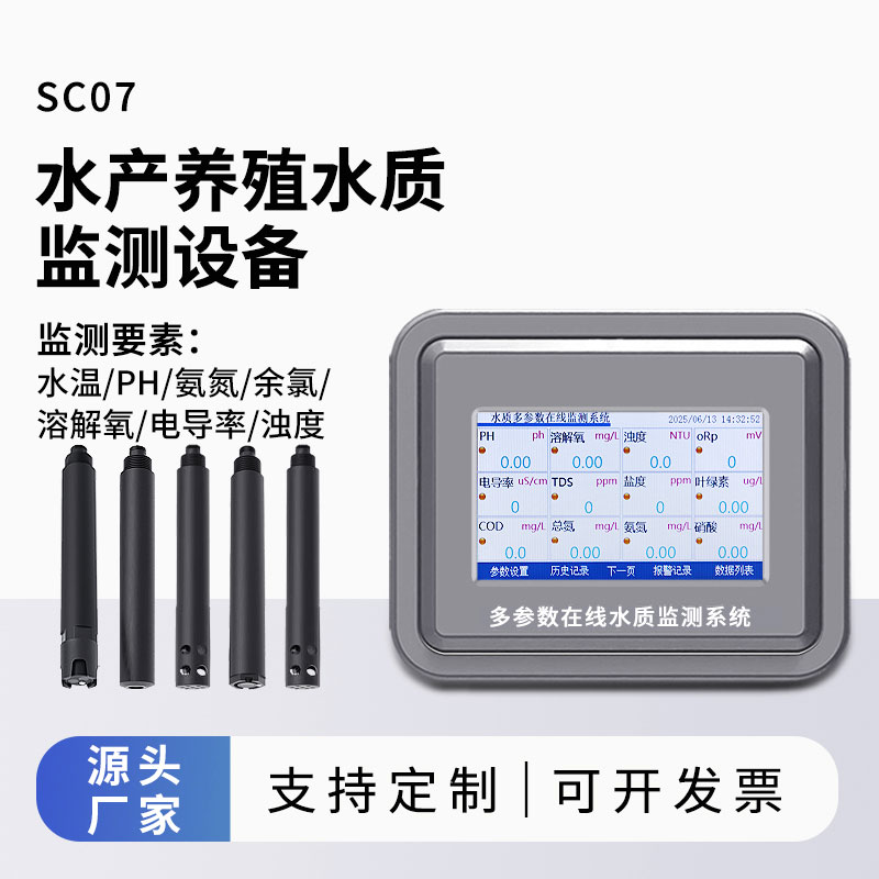 水產(chǎn)水質(zhì)監(jiān)測參數(shù)（水溫、ph、氨氮、余氯、溶解氧、電導(dǎo)率、濁度）